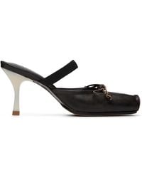 MM6 by Maison Margiela - Square-Toe Leather Ballerina Mule Heels - Lyst