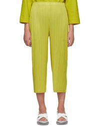 Pleats Please Issey Miyake Online Exclusive Yellow Pleated Wide-leg Pants