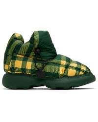 Burberry - Green & Yellow Check Pillow Boots - Lyst