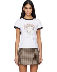 Ganni - Cropped Kitty T-Shirt - Lyst