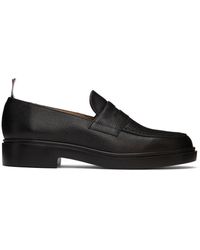 Cuir Thom Browne en coloris Noir Femme Chaussures Chaussures plates Sandales et claquettes Tongs à logo 