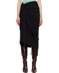 Dries Van Noten - Jupe Midi Noire En Jersey À Ornement Noué - Lyst