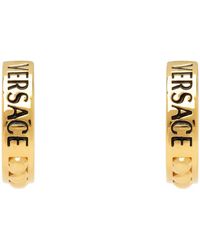 Versace - Gold Logo Hoop Earrings - Lyst