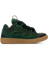 Lanvin - Ssense Exclusive Green Leather Curb Sneakers - Lyst