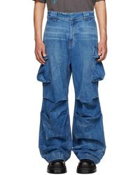 we11done - Washed Denim Cargo Pants - Lyst