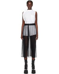 Sacai - White & Black Overlay Midi Dress - Lyst