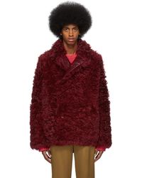 Sies Marjan Reversible Burgundy Shearling Emery Coat - Red