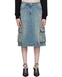 Givenchy - Blue 4g Denim Midi Skirt - Lyst