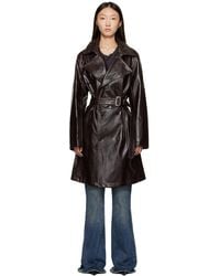 MM6 by Maison Margiela - Burgundy Rain Faux-Leather Trench Coat - Lyst
