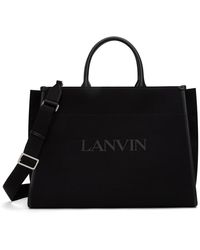 Lanvin - Cabas noir à logo imprimé - Lyst