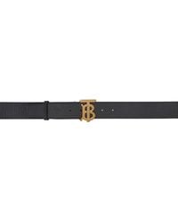 Burberry - Black Leather Wide Tb Belt - Lyst