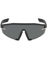 Prada - Black Linea Rossa Shield Sunglasses - Lyst