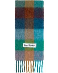 Acne Studios - Appliquéd Fringed Checked Brushed-knit Scarf - Lyst