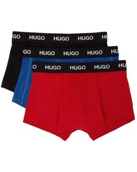HUGO - Ensemble de trois boxers trunk colores à logo à la taille - Lyst