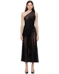 Alaïa - Black Asymmetrical Midi Dress - Lyst