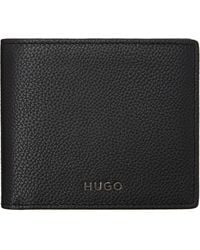 HUGO - Grained-leather Logo Trim Wallet - Lyst