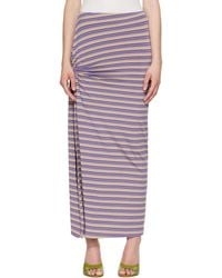Rabanne - Striped Viscose Jersey Piercing Maxi Skirt - Lyst