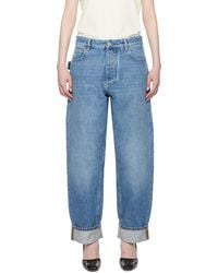 Bottega Veneta - Vintage Medium Indigo Turned Up Denim Jeans - Lyst