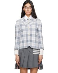 Thom Browne - Cropped Sack Plaid Cotton Blazer - Lyst
