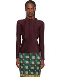 Pleats Please Issey Miyake - Burgundy Rib Pleats January Top - Lyst
