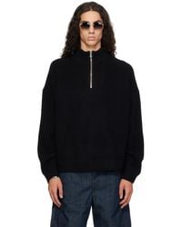 YACAIA - Y-0015 Oversized Ribbed Half-Zip Merino & Cashmere Sweater - Lyst