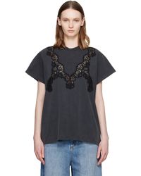 Stella McCartney - Lace Mix Washed Jersey Cotton T-Shirt - Lyst