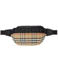 Burberry Beige Medium Vintage Check Sonny Pouch - Black