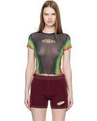 CASABLANCA - Scallop Short Sleeve Printed Mesh T-Shirt - Lyst