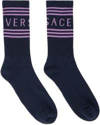 Versace - Navy 90s Vintage Logo Socks - Lyst