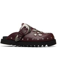 Toga Virilis - Ssense Exclusive Burgundy Eyelet Metal Sabot Slip-On Loafers - Lyst