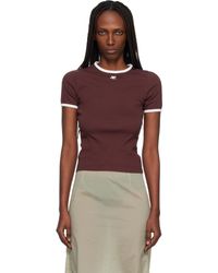 Courreges - T-Shirt Bourgogne À Bordures Contrastées - Lyst