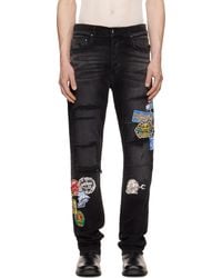 Amiri - ブラック Station Patch Repair スリムジーンズ - Lyst