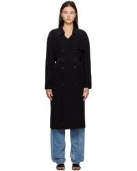 Theory - Black Double-breasted Trench Coat - Lyst