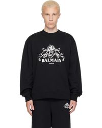 Balmain - Pull Molletonné Noir À Logo Et À Image De Vigne Imprimés - Lyst