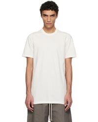 Rick Owens - T-Shirt Blanc Cassé À Couture Horizontale Aux Épaules - Lyst