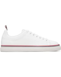 Thom Browne - Baskets De Tennis Vitello Blanches En Cuir De Veau - Lyst