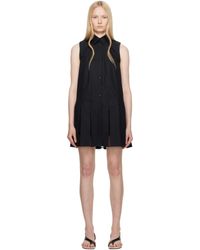 Moncler - ブラック コットン＆シルク ミニ シャツワンピース - Lyst