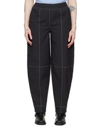 Ganni - Contrast-stitching Straight Trousers - Lyst