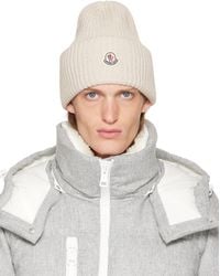 Moncler Off-white Rolled Brim Beanie in Blue for Men | Lyst