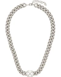 Off-White c/o Virgil Abloh - Off- collier argenté en chaine à pendentif à quatre flèches - Lyst