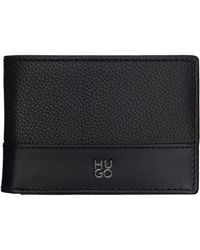 HUGO - Stacked-Logo Slim Leather Wallet - Lyst