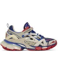 Balenciaga Track 2.0 Leather And Mesh Trainers - Blue
