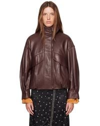 Nour Hammour - Roland Leather Bomber Jacket - Lyst