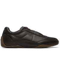 BOSS - Logo Detail Leather Sneakers - Lyst