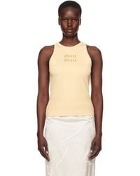 Miu Miu - Embroidered Logo Ribbed Jersey Tank Top - Lyst