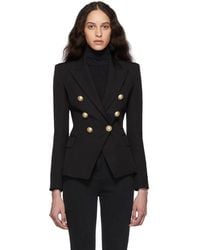 Balmain Blazer en laine a double boutonnage noir