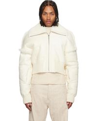Rick Owens - Blouson Aviateur Écourté Blanc Cassé À Garnitures En Peau Retournée - Lyst