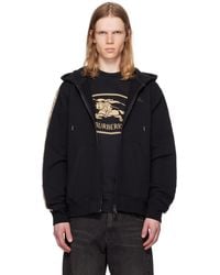 Burberry - Check Trim Cotton Zip Hoodie - Lyst