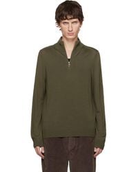 Paul Smith - Khaki Merino Wool Half-Zip Sweater - Lyst