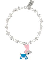 Chopova Lowena Silver Bunny Dog Charm Ball Necklace - White